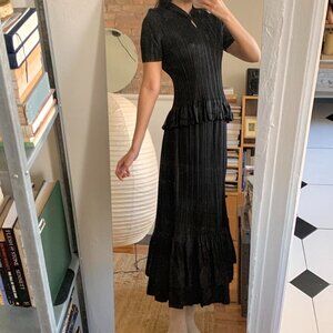 Issey Miyake Pleats Please Silk Trim Set Black JP3/4